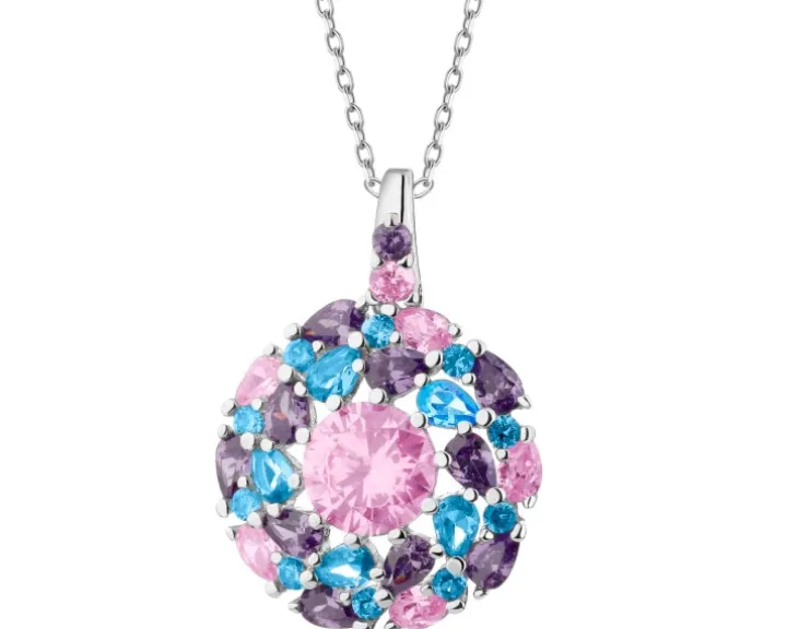 Zawieszka srebrna z cyrkoniami - rozeta