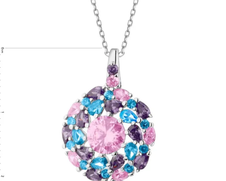 Zawieszka srebrna z cyrkoniami - rozeta