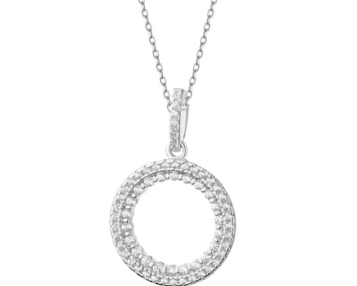 Zawieszka srebrna z cyrkoniami - koło