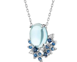 Zawieszka srebrna z cyrkoniami i szlifowanym szkłem