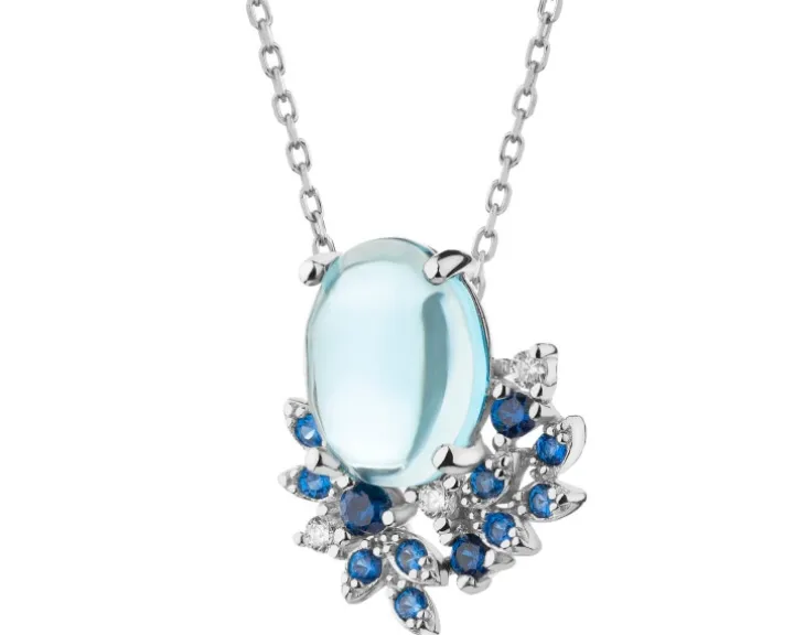 Zawieszka srebrna z cyrkoniami i szlifowanym szkłem