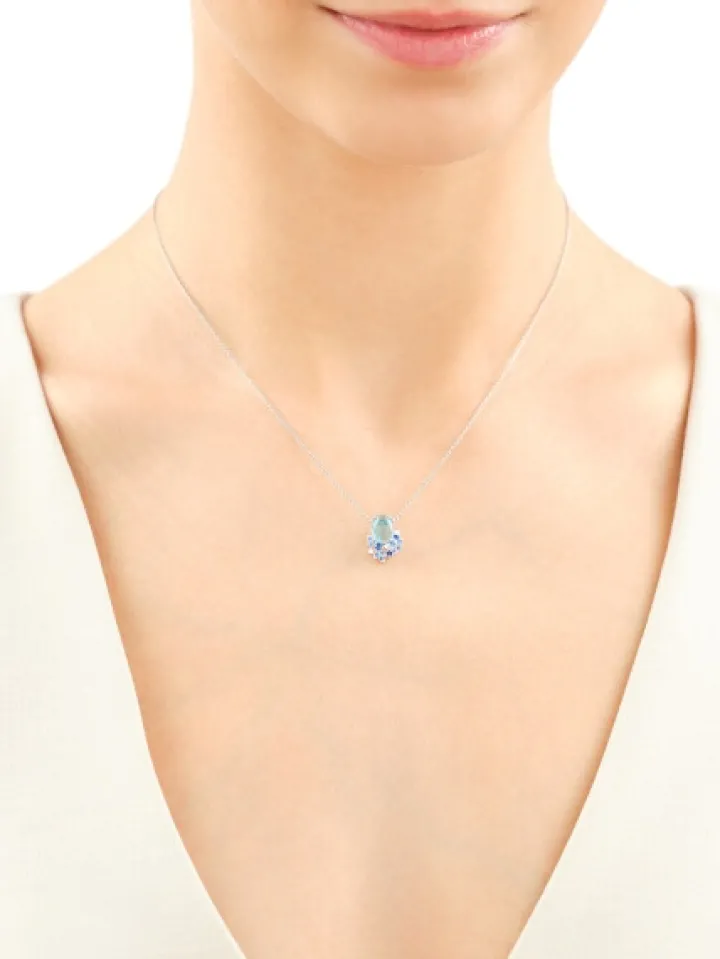 Zawieszka srebrna z cyrkoniami i szlifowanym szkłem