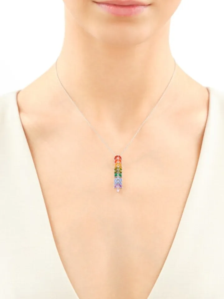 Zawieszka srebrna z cyrkoniami - liście