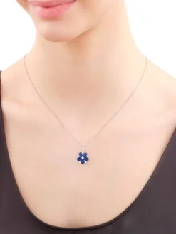 Zawieszka srebrna z cyrkoniami i szlifowanym szkłem - kwiat