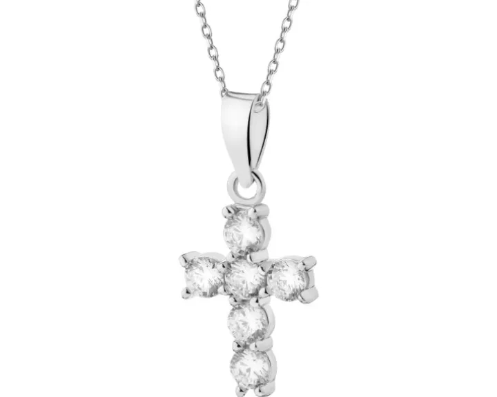 Zawieszka srebrna z cyrkoniami - krzyż