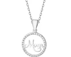 Zawieszka srebrna z cyrkoniami - mama, koło