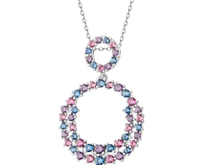 Zawieszka srebrna z cyrkoniami - koła