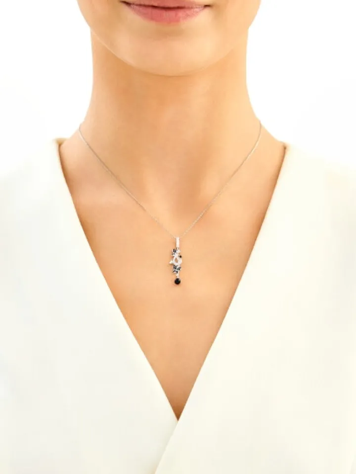 Zawieszka srebrna z cyrkoniami i szlifowanym szkłem - motyl