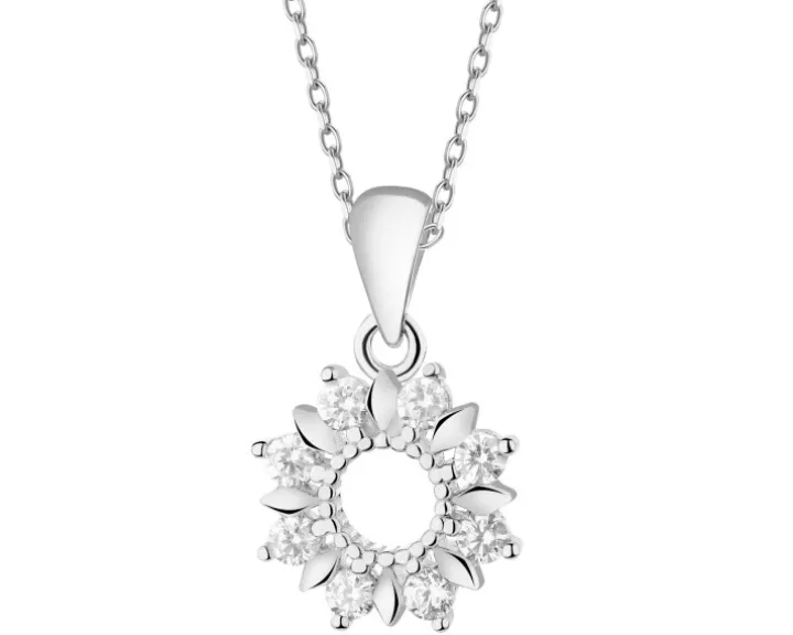 Zawieszka srebrna z cyrkoniami - rozeta