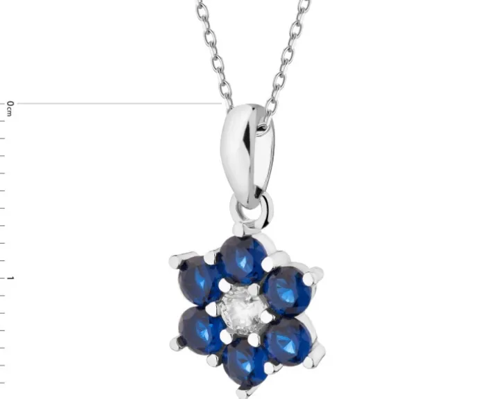 Zawieszka srebrna z cyrkoniami - kwiat