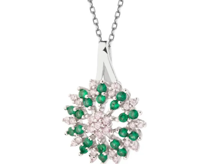 Zawieszka srebrna z cyrkoniami - rozeta