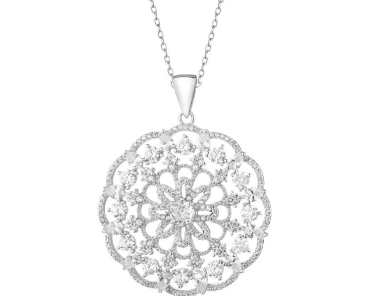 Zawieszka srebrna z cyrkoniami - rozeta