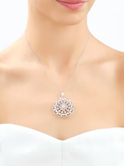 Zawieszka srebrna z cyrkoniami - rozeta