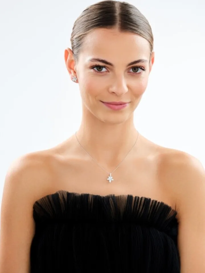 Zawieszka srebrna z cyrkoniami - kwiaty