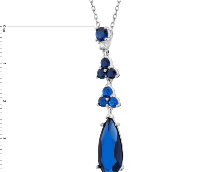 Zawieszka srebrna z cyrkoniami i szlifowanym szkłem