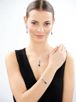 Zawieszka srebrna z cyrkoniami i szlifowanym szkłem