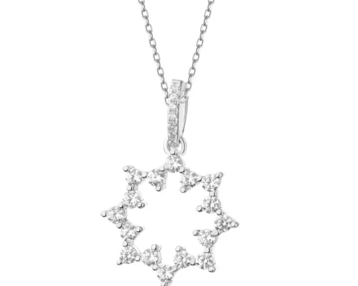 Zawieszka srebrna z cyrkoniami - rozeta