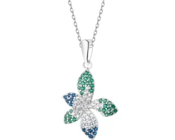 Zawieszka srebrna z cyrkoniami - kwiat