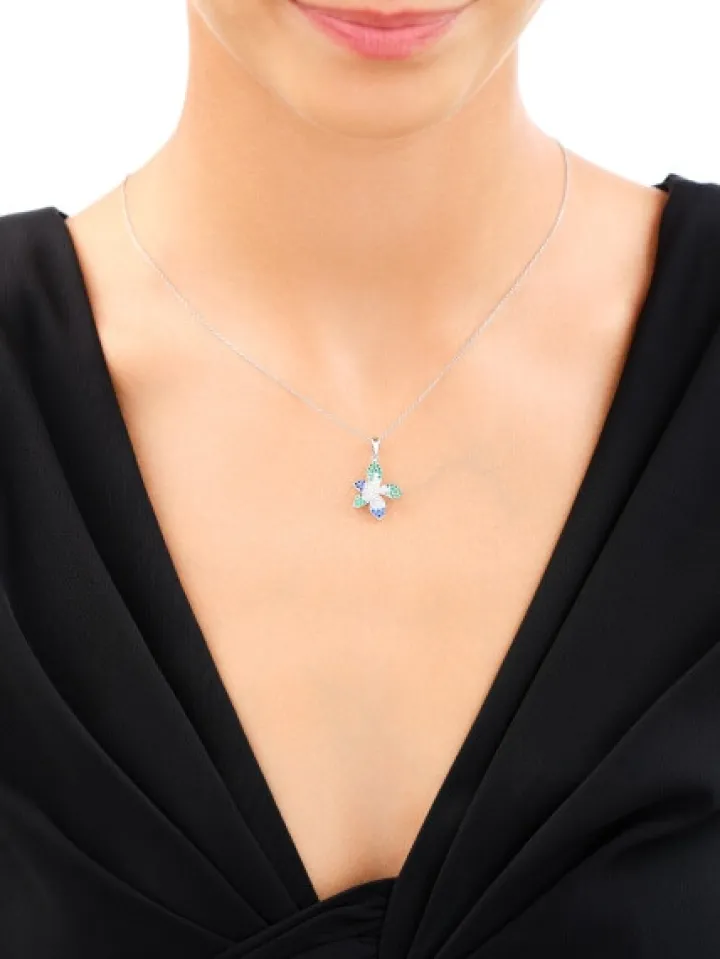 Zawieszka srebrna z cyrkoniami - kwiat