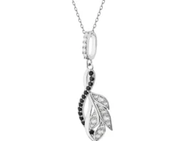 Zawieszka srebrna z cyrkoniami - liście