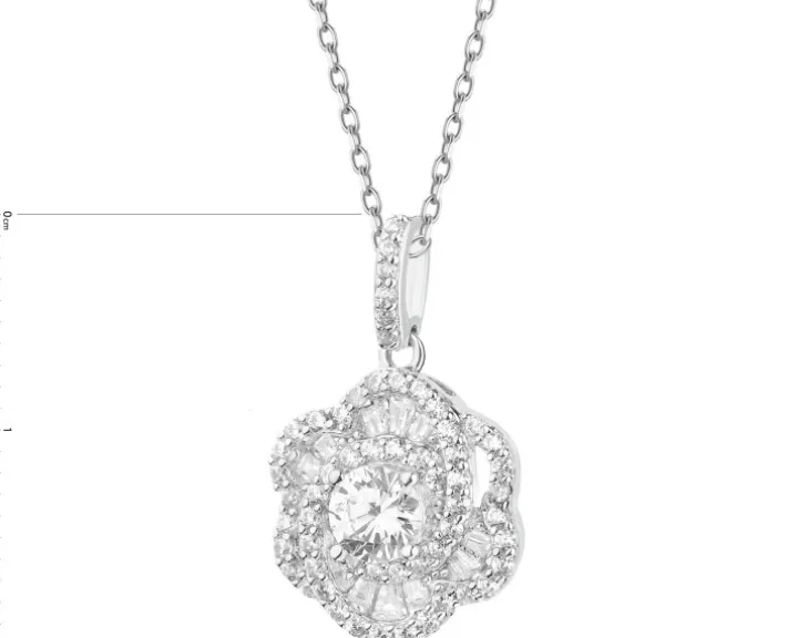 Zawieszka srebrna z cyrkoniami - kwiat