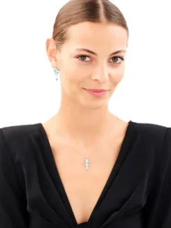 Zawieszka srebrna z cyrkoniami - liście