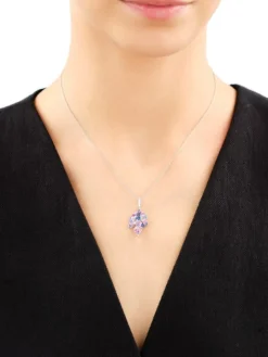 Zawieszka srebrna z cyrkoniami - liście