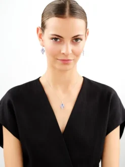 Zawieszka srebrna z cyrkoniami - liście