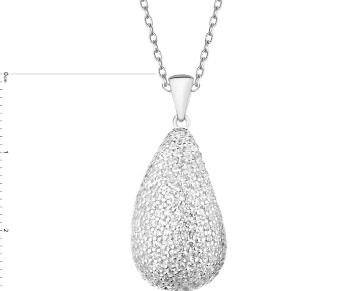 Zawieszka srebrna z cyrkoniami - łezka