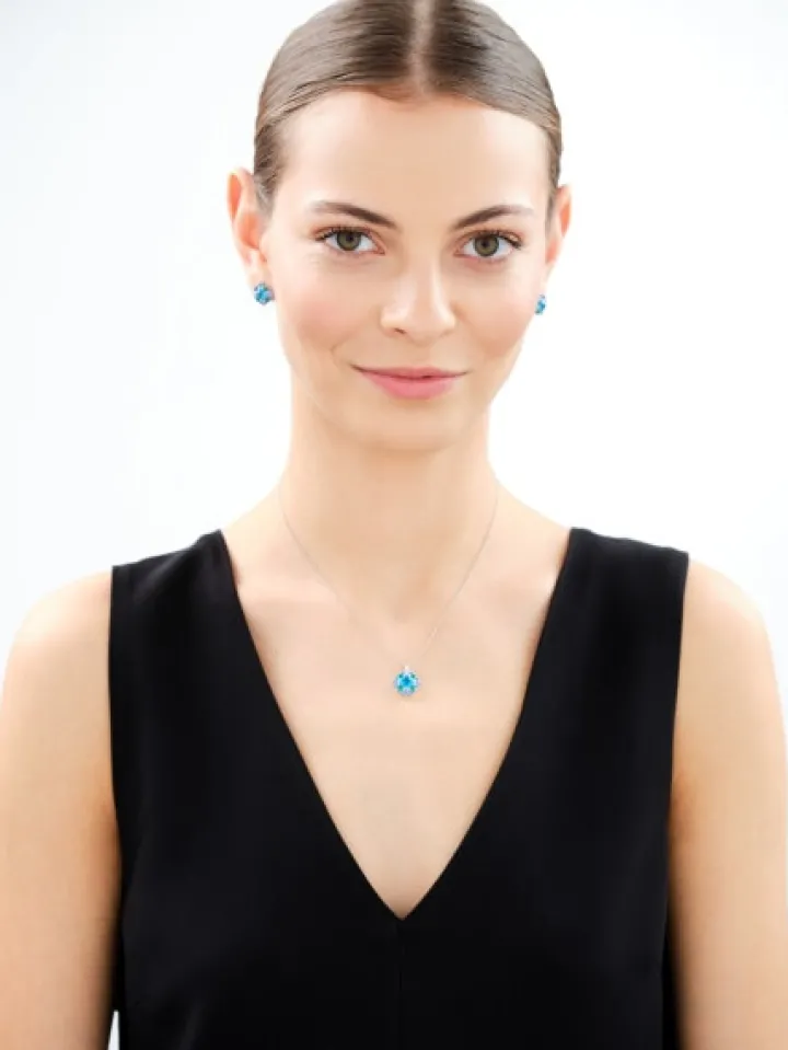 Zawieszka srebrna z cyrkoniami i szlifowanym szkłem