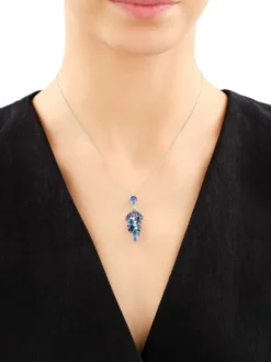 Zawieszka srebrna z cyrkoniami i szlifowanym szkłem