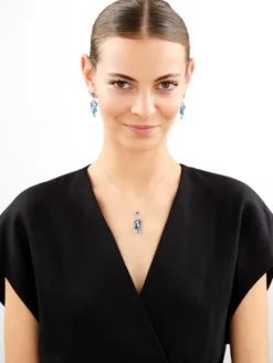 Zawieszka srebrna z cyrkoniami i szlifowanym szkłem