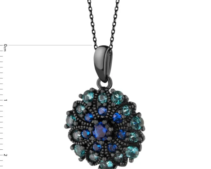 Zawieszka srebrna z cyrkoniami - rozeta