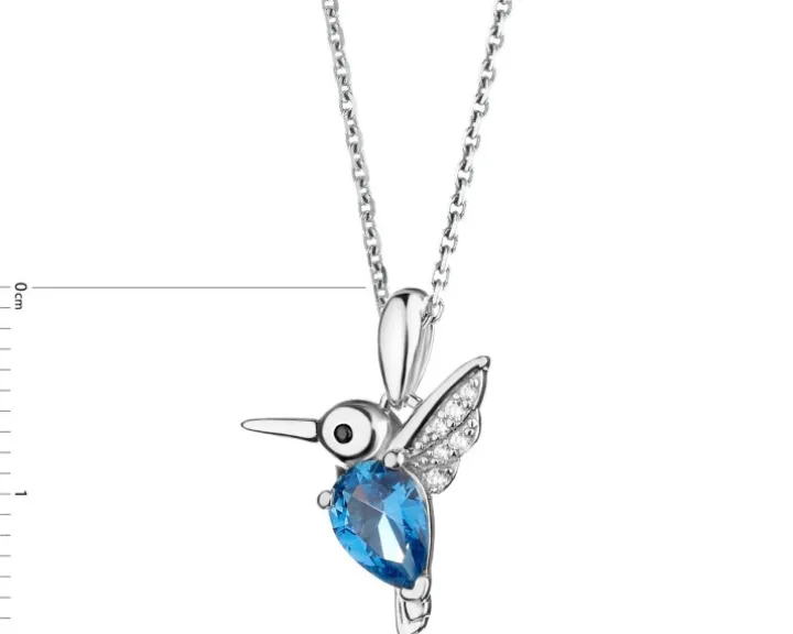 Zawieszka srebrna z cyrkoniami - koliber