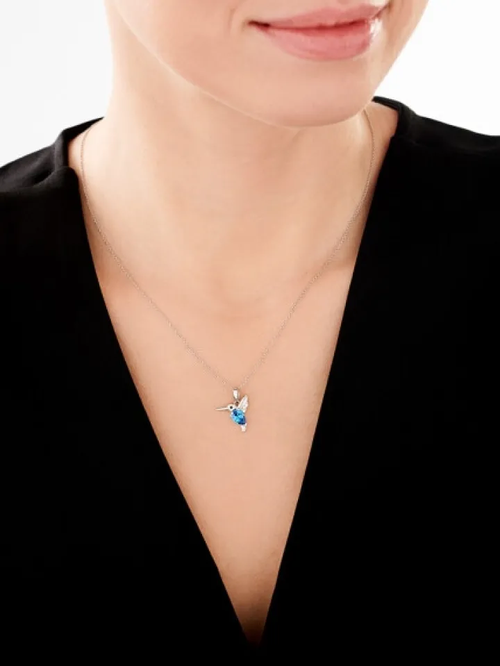 Zawieszka srebrna z cyrkoniami - koliber