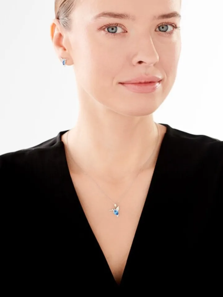 Zawieszka srebrna z cyrkoniami - koliber