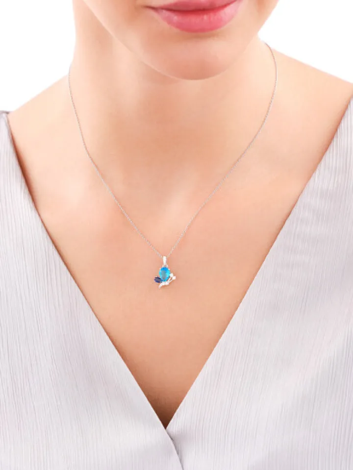 Zawieszka srebrna z cyrkoniami - motyl