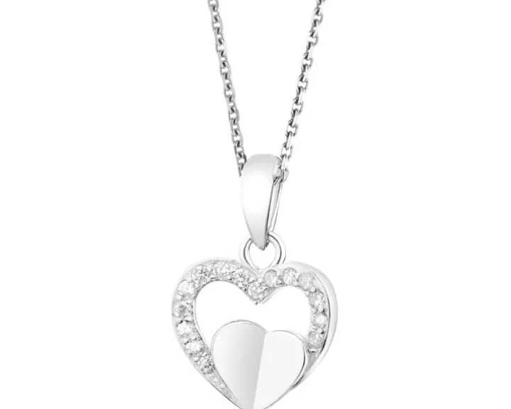 Zawieszka srebrna z cyrkoniami - serca