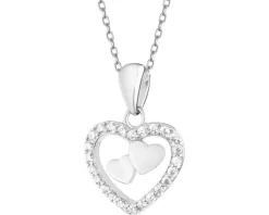 Zawieszka srebrna z cyrkoniami - serca
