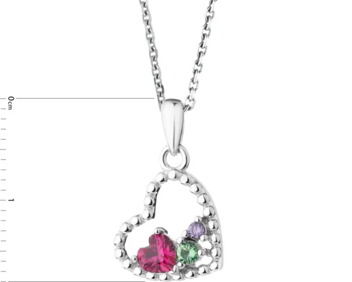 Zawieszka srebrna z cyrkoniami - serce