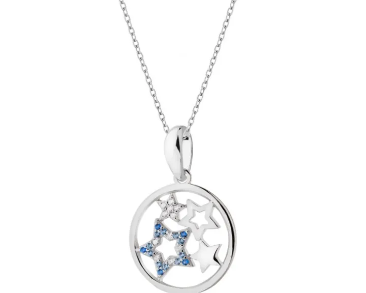 Zawieszka srebrna z cyrkoniami - gwiazdy