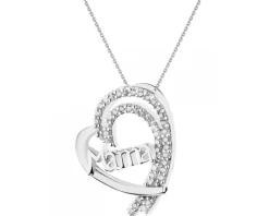 Zawieszka srebrna z cyrkoniami - serce, mama