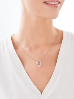 Zawieszka srebrna z cyrkoniami - serce, mama