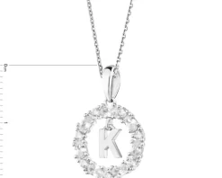 Zawieszka srebrna z cyrkoniami - litera K, koło