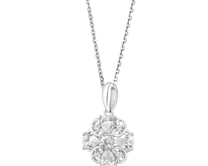 Zawieszka srebrna z cyrkoniami - rozeta