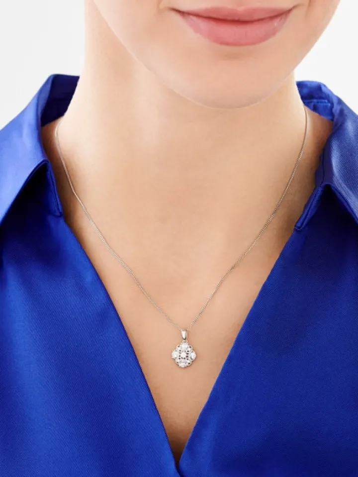 Zawieszka srebrna z cyrkoniami - rozeta