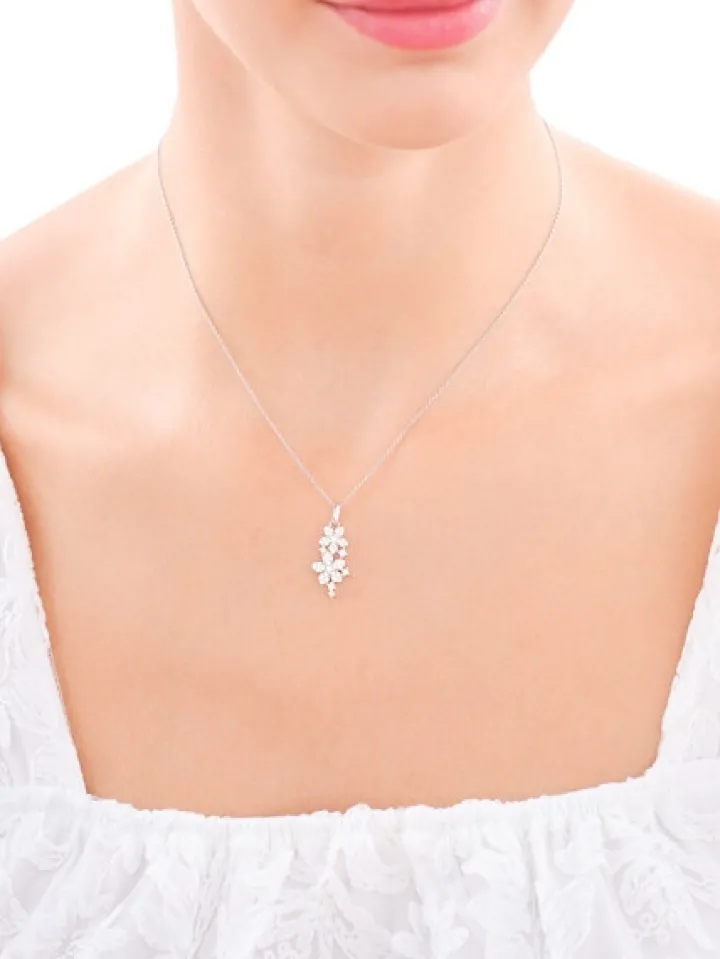 Zawieszka srebrna z cyrkoniami - kwiaty