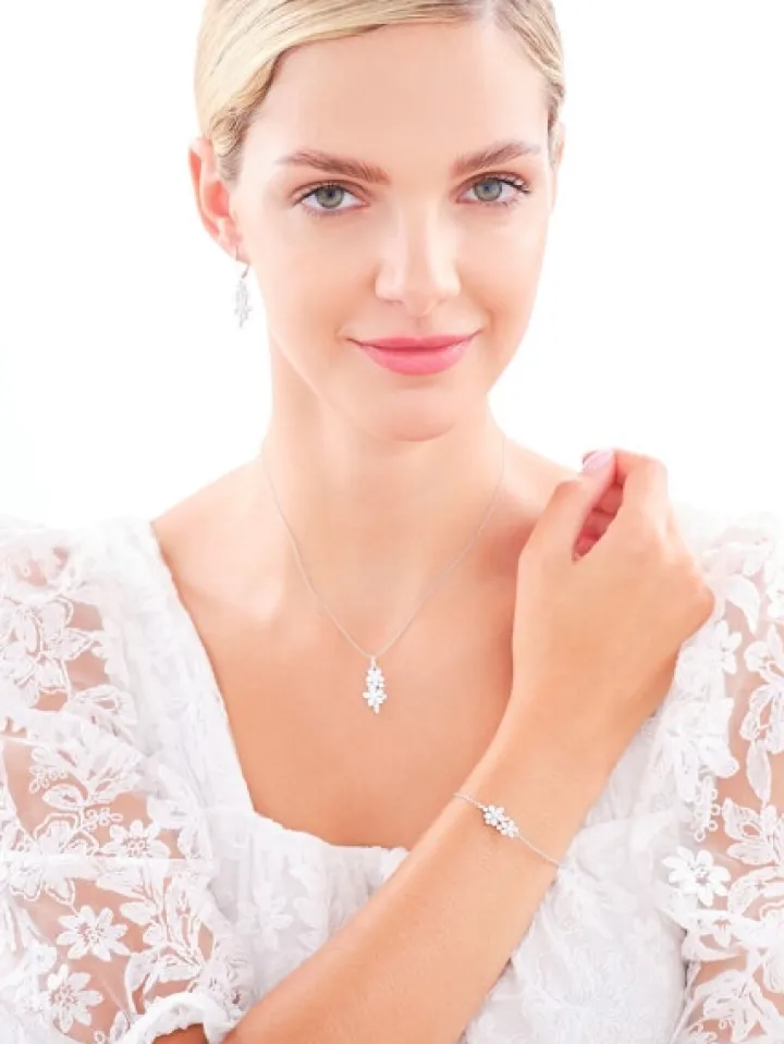 Zawieszka srebrna z cyrkoniami - kwiaty