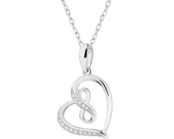 Zawieszka srebrna z cyrkoniami - serce, nieskończoność