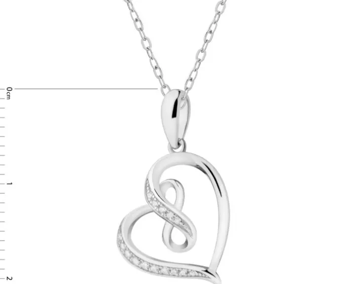 Zawieszka srebrna z cyrkoniami - serce, nieskończoność